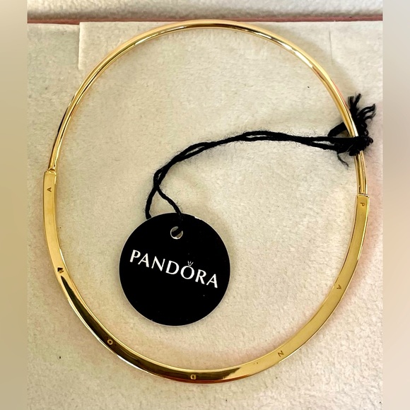 Pandora Jewelry - ❌SOLD❌New Pandora Signature 14k Solid Gold I-D Bangle Bracelet 552227C00 Size 2